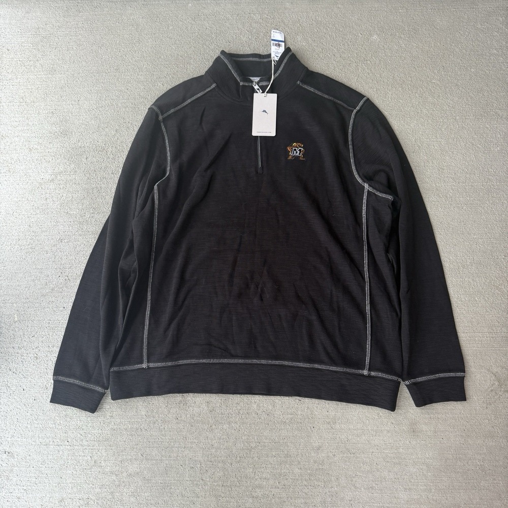Tommy Bahama Sport Tobago Bay Half Zip Pullover XL Black NWT $138